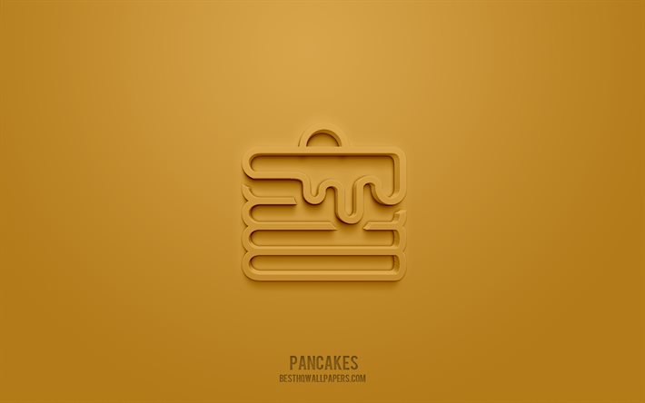 Pancakes 3d icon, brown background, 3d symbols, Pancakes, Baking icons, 3d icons, Pancakes sign, Baking 3d icons