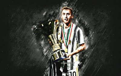 Dejan Kulusevski, Juventus FC, Swedish footballer, midfielder, Dejan Kulusevski with cup, Italy, football