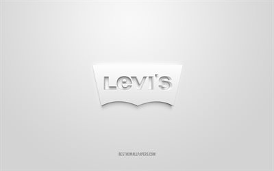 Levis logo, white background, Levis 3d logo, 3d art, Levis, brands logo, white 3d Levis logo