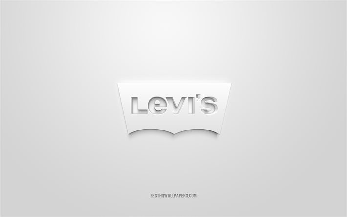Logo Levis, sfondo bianco, logo Levis 3d, arte 3d, Levis, logo marchi, logo Levis, logo Levis 3d bianco