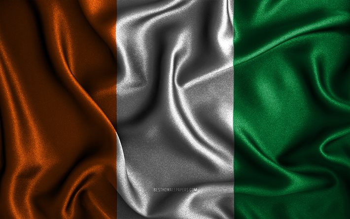 Ivorian flag, 4k, silk wavy flags, African countries, national symbols, Flag of Cote d Ivoire, fabric flags, Cote d Ivoire flag, 3D art, Cote d Ivoire, Africa, Cote d Ivoire 3D flag