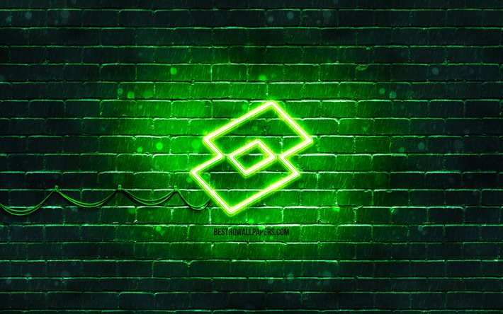 Logo verde Lotto, 4k, muro di mattoni verde, logo Lotto, marchi di moda, logo Lotto neon, Lotto