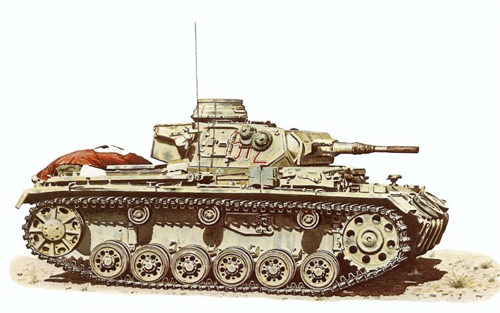 Panzerkampfwagen III, saksalainen tankki, toinen maailmansota, toisen maailmansodan tankit, Saksa, Panzer III, tankit