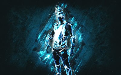 Fortnite Frost Broker Skin, Fortnite, main characters, blue stone background, Frost Broker, Fortnite skins, Frost Broker Skin, Frost Broker Fortnite, Fortnite characters