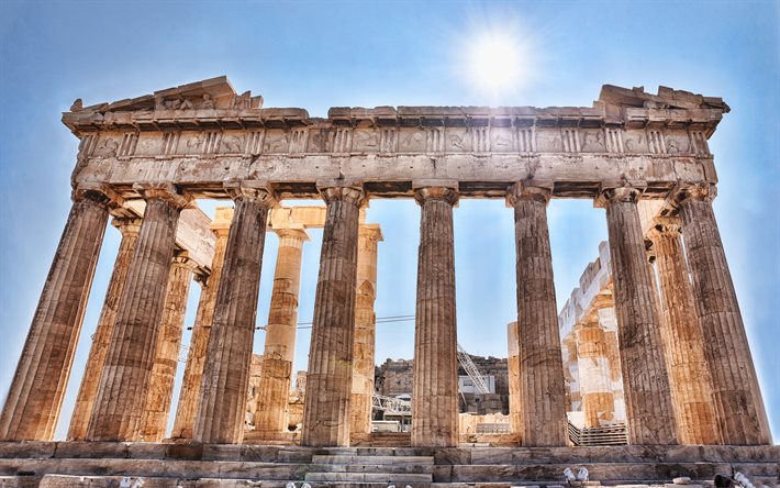 parthenon, athener akropolis, tempel, ruinen, antiker griechischer tempel, athen, griechenland