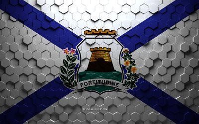 Bandiera di Fortaleza, arte a nido d&#39;ape, bandiera esagoni Fortaleza, arte esagoni Fortaleza 3d, bandiera Fortaleza