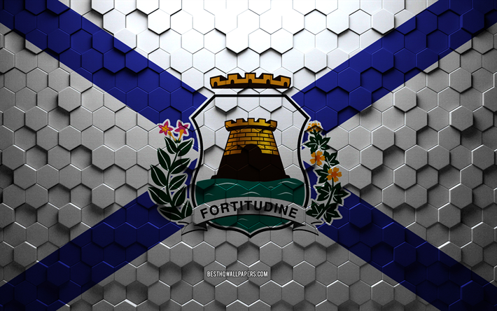 Drapeau de Fortaleza, art en nid d’abeille, drapeau des hexagones de Fortaleza, art des hexagones de Fortaleza 3d, drapeau de Fortaleza