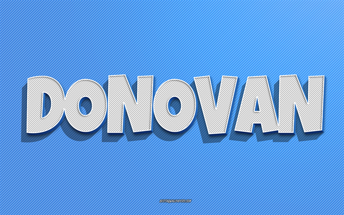 Donovan, blue lines background, wallpapers with names, Donovan name, male names, Donovan greeting card, line art, picture with Donovan name