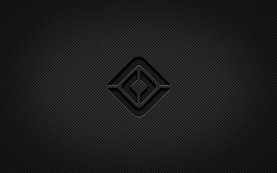 Rivian karbon logosu, 4k, grunge sanat, karbon arka plan, yaratıcı, Rivian siyah logo, araba markaları, Rivian logosu, Rivian