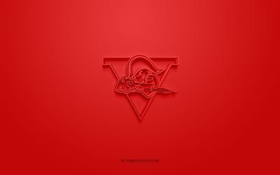 Drummondville Voltigeurs, creative 3D logo, red background, QMJHL, Canadian hockey team, USL League One, Drummondville, Canada, 3d art, hockey, Drummondville Voltigeurs 3d logo
