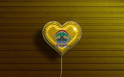I Love Central Java, 4k, realistic balloons, yellow wooden background, Day of Central Java, indonesian provinces, flag of Central Java, Indonesia, balloon with flag, Provinces of Indonesia, Central Java flag, Central Java