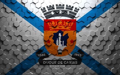 Flag of Duque de Caxias, honeycomb art, Duque de Caxias hexagons flag, Duque de Caxias 3d hexagons art, Duque de Caxias flag