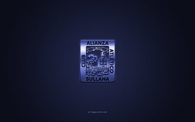 Alianza Atletico, squadra di calcio peruviana, logo blu, sfondo blu in fibra di carbonio, Liga 1, calcio, Primera Division peruviana, Sullana, Per&#249;, logo Alianza Atletico