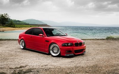 BMW M3, E46, red coupe, exterior, E46 tuning, red BMW M3 E46, German cars, BMW