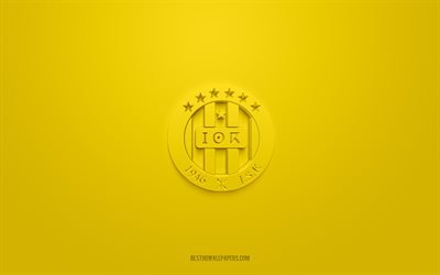 JS Kabylie, logo 3D creativo, sfondo giallo, club calcistico algerino, Ligue Professionnelle 1, Tizi Ouzou, Algeria, arte 3d, calcio, logo 3d JS Kabylie