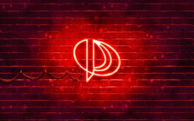 Palit punainen logo, 4k, punainen tiilisein&#228;, Palit logo, tuotemerkit, Palit neon logo, Palit