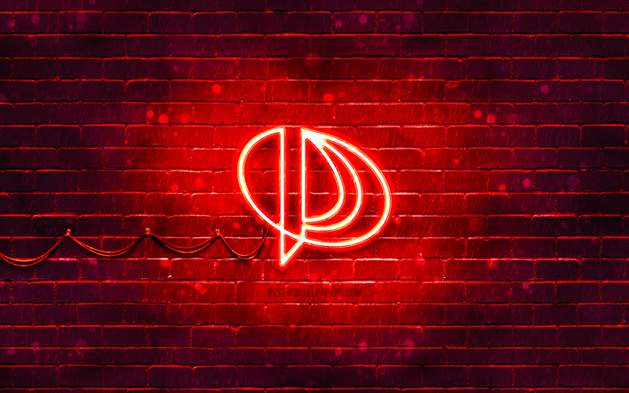 Palit red logo, 4k, red brickwall, Palit logo, markalar, Palit neon logo, Palit