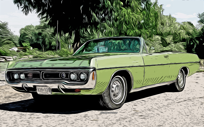Dodge Polara, 1970, 4k, vector art, Dodge Polara drawing, creative art, Dodge Polara art, vector drawing, abstract cars, car drawings, retro cars