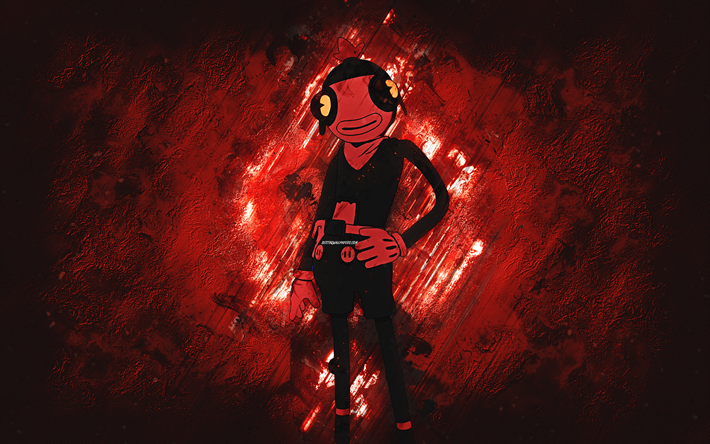 Fortnite Red Night Toona Fish Skin, Fortnite, personnages principaux, fond de pierre rouge, Red Night Toona Fish, Peaux Fortnite, Red Night Toona Fish Skin, Red Night Toona Fish Fortnite, Personnages fortnites