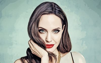 Angelina Jolie, 4k, vecteur de l'art, l'actrice américaine, les dessins de célébrités, Angelina Jolie dessin, Angelina Jolie Voight, la célébrité américaine, les stars de cinéma, Angelina Jolie 4K