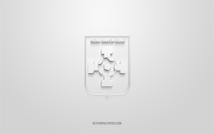 سانتا كروز, شعار 3D الإبداعية, خلفية بيضاء, بوليفيا دوري الدرجة الأولى, 3d شعار, نادي كرة القدم البوليفي, بوليفيا, فن ثلاثي الأبعاد, كرة القدم, شعار ريال سانتا كروز ثلاثي الأبعاد