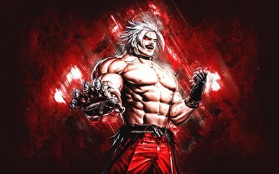 Omega Rugal, SNK, The King of Fighters, red stone background, grunge art, SNK characters, The King of Fighters characters