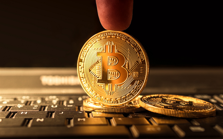 bitcoin, la moneta elettronica, golden bitcoin simbolo, crypto moneta, finanza concetti di monete d&#39;oro