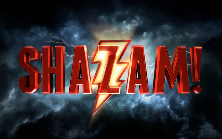 Shazam, logo, 2019 movie, thriller, poster