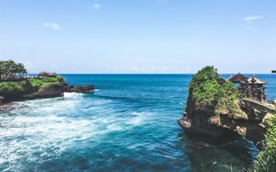 4k, Bali, el puerto, la costa, la bah&#237;a, las rocas, el mar, Indonesia