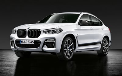BMW X4M, 4k, 2018 carros, Pe&#231;as De Performance, ajuste, branco x4, BMW