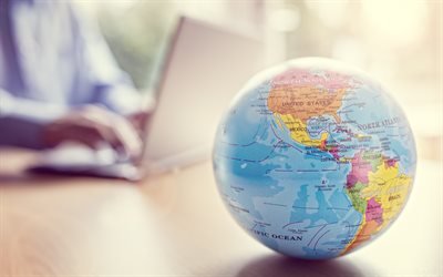 地球, 北米, 南米, 検索のための旅行ツアーの概念, オンライン旅行代理店