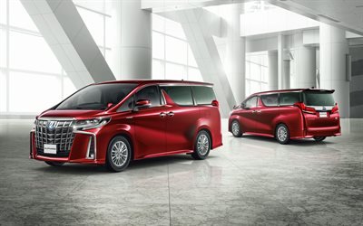 Toyota Alphard S, 2018, 4k, new luxury minivan, Japanese cars, new red Alphard S, Toyota