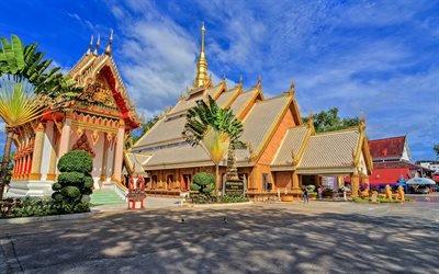 ワットマハWanaram, タイ, 仏教寺院, 城, 美しいアーキテクチャ, イのウボンラーチャタニー, Amphoe Mueangイのウボンラーチャタニー