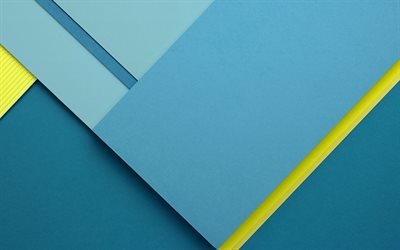 android, blue and yellow, material design, Nexus X Stock, lollipop, geometric shapes, creative, geometry, blue background
