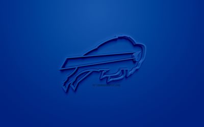 Buffalo Bills, American club de f&#250;tbol, el 3D de creative logo, fondo azul, 3d emblema, de la NFL, de Buffalo, Nueva York, estados UNIDOS, la Liga Nacional de F&#250;tbol, arte 3d, f&#250;tbol Americano, logo en 3d