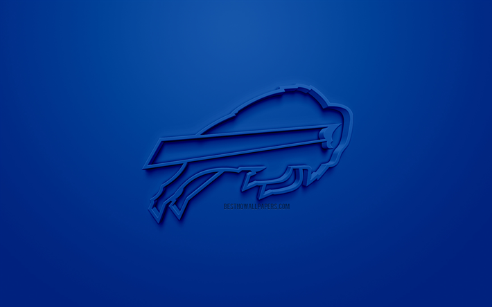 Buffalo Bills, American football club, 3D creative logo, blue background, 3d emblem, NFL, Buffalo, New York, USA, National Football League, 3d art, American football, 3d logo