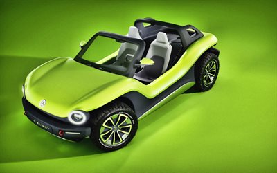Volkswagen ID Buggy, 4k, studio, 2019 cars, green buggy, german cars, Volkswagen