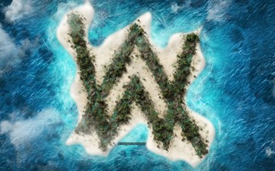 Alan Walker, logo, Norjalainen DJ, luova tunnus, trooppinen saari, creative art, logot musiikin DJ