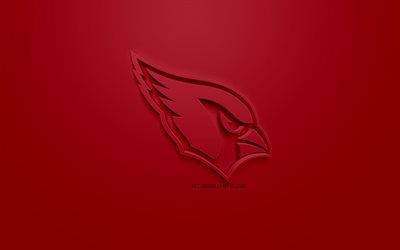 Arizona Cardinals, Amerikansk football club, kreativa 3D-logotyp, vinr&#246;d bakgrund, 3d-emblem, NFL, Glendale, Arizona, USA, National Football League, 3d-konst, Amerikansk fotboll, 3d-logotyp