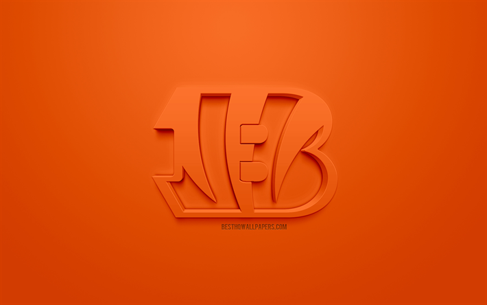 Cincinnati Bengals, American football club, 3d creative logo, orange background, 3d emblem, NFL, Cincinnati, Ohio, USA, National Football League, 3d art, American football, 3d logo