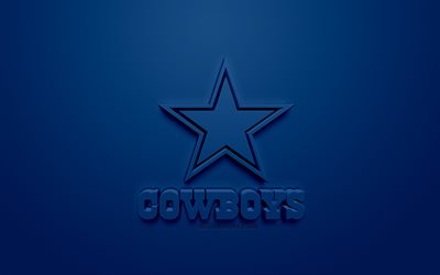 Des Cowboys de Dallas, American football club, cr&#233;atrice du logo 3D, fond bleu, 3d, embl&#232;me de la NFL, Arlington, Texas, &#233;tats-unis, la Ligue Nationale de Football, art 3d, le football Am&#233;ricain, le logo 3d
