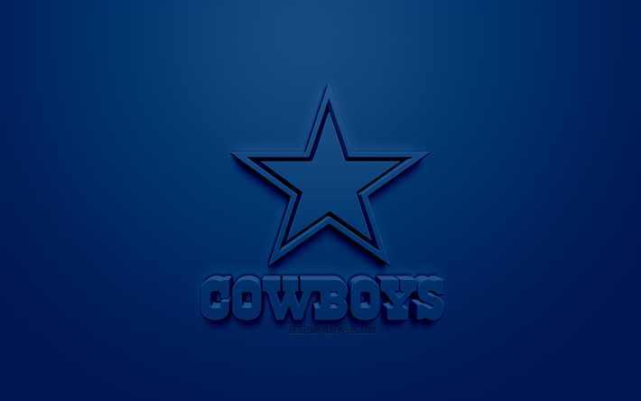 Dallas Cowboys, club di football Americano, creativo logo 3D, sfondo blu, emblema 3d, NFL, Arlington, Texas, stati UNITI, Lega Nazionale di Football americano, 3d arte, football Americano, logo 3d