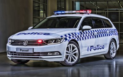 Volkswagen Passat Wagon, 4k, police cars, 2019 cars, B8, german cars, 2019 Volkswagen Passat, VW Passat, Volkswagen, police passat