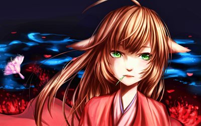 Tushan Susu, 4k, protagonist, Fox Spirit Matchmaker, manga, girl with green eyes