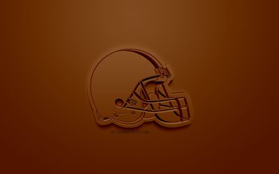 cleveland browns, american football club, creative 3d-logo, brauner hintergrund, 3d-wappen, nfl, cleveland, ohio, usa, der national football league, 3d-kunst, american football, 3d-logo