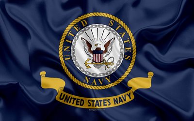 Download wallpapers Flag of the United States Navy, silk blue flag