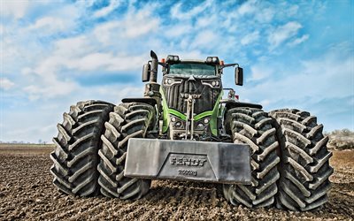 4k, Fendt 1000 Vario, ocho ruedas de tractor, 2019 tractores, HDR, maquinaria agr&#237;cola, tractores en el campo, la agricultura, Fendt