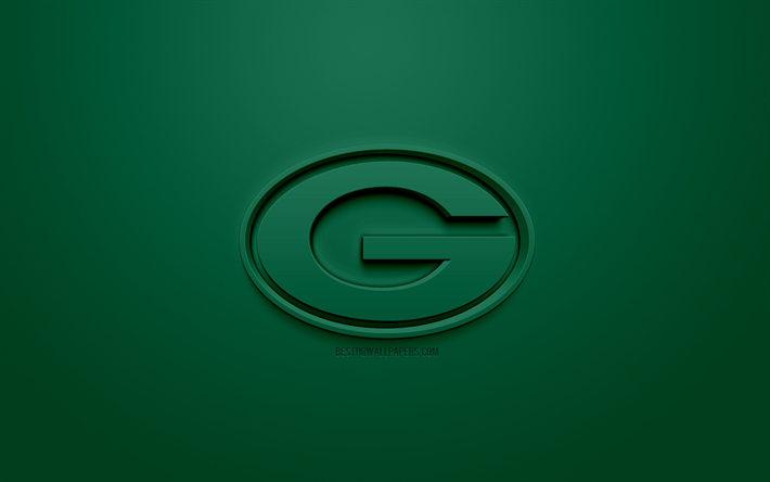 Green Bay Packers, Amerikan futbol kul&#252;b&#252;, yaratıcı 3D logo, yeşil arka plan, 3d amblem, NFL, Green Bay, Wisconsin, ABD Ulusal Futbol Ligi, 3d sanat, Amerikan Futbolu, 3d logo