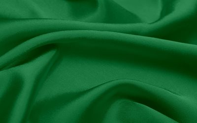 vihre&#228; silkki tekstuuri, kangas rakenne, silkki, kangas aallot, vihre&#228; kangas tausta