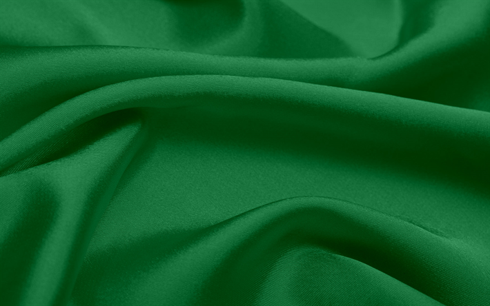 緑面, 生地の質感, 絹, 布と波, 緑色の生地の背景